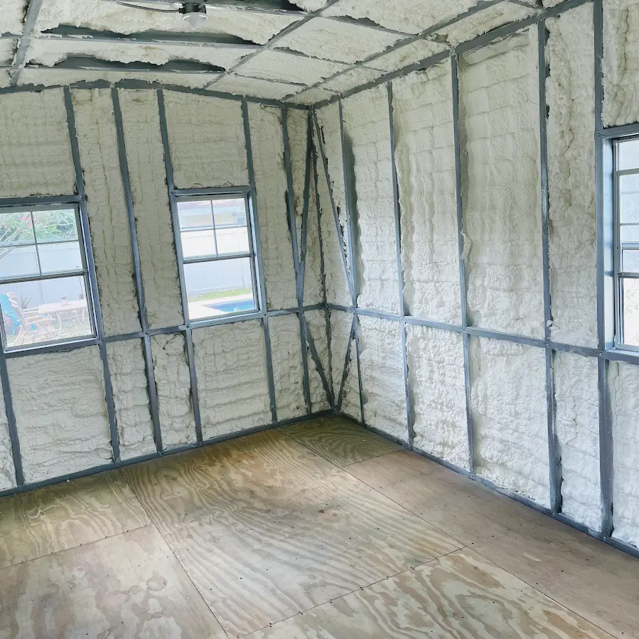 Closed-cell spray foam insulation applied to wall cavities in a residential project in Chillicothe